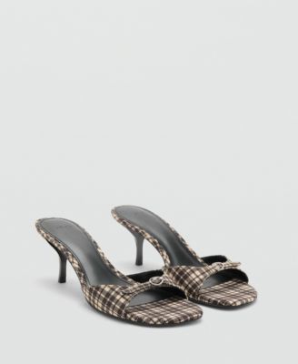Plaid Kitten-Heel Sandals