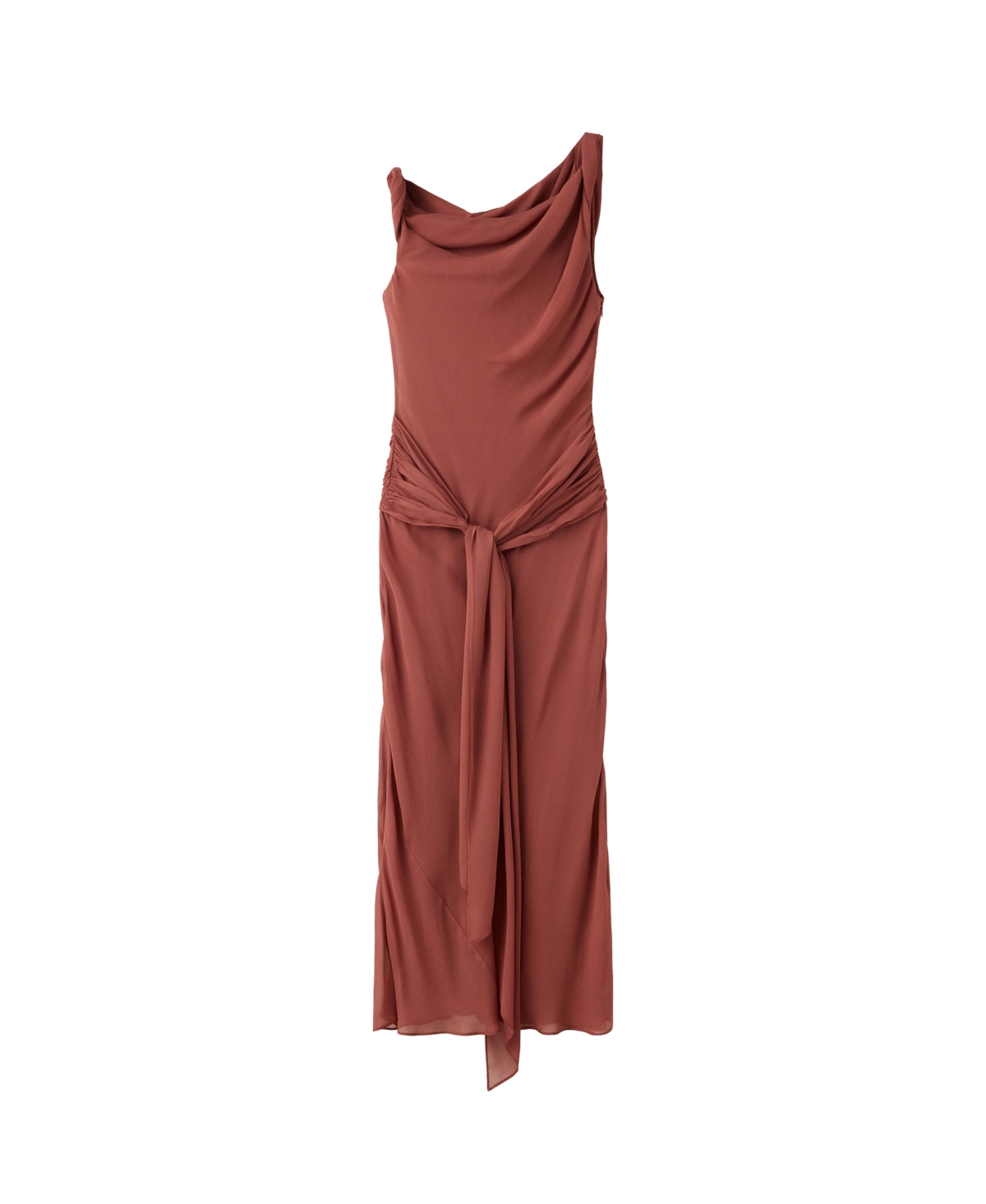 Mango Women's Tie Detail Draped Dress - Burgundy