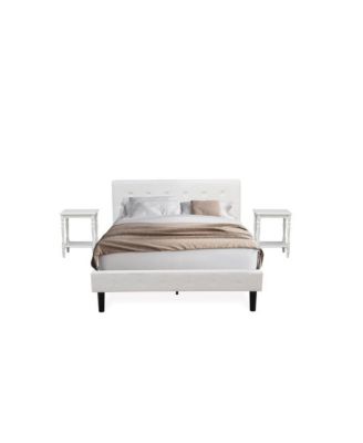 NL19Q-2BF14 3 Piece Bedroom Set - 1 Queen Bed White Velvet Fabric Headboard and 2 Night Stands