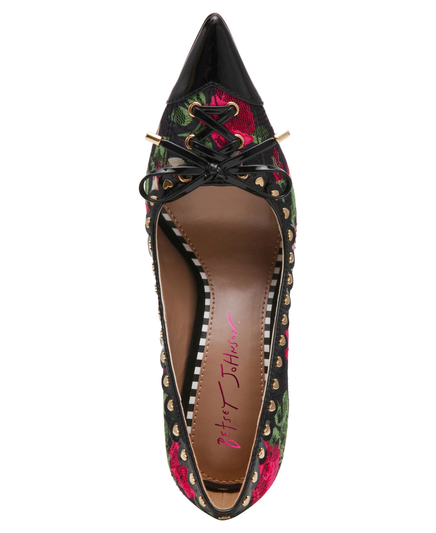 Женские туфли-лодочки Betsey Johnson Jovi с острым носом и бантом, цвет: Чёрный / Розовый — фото 4