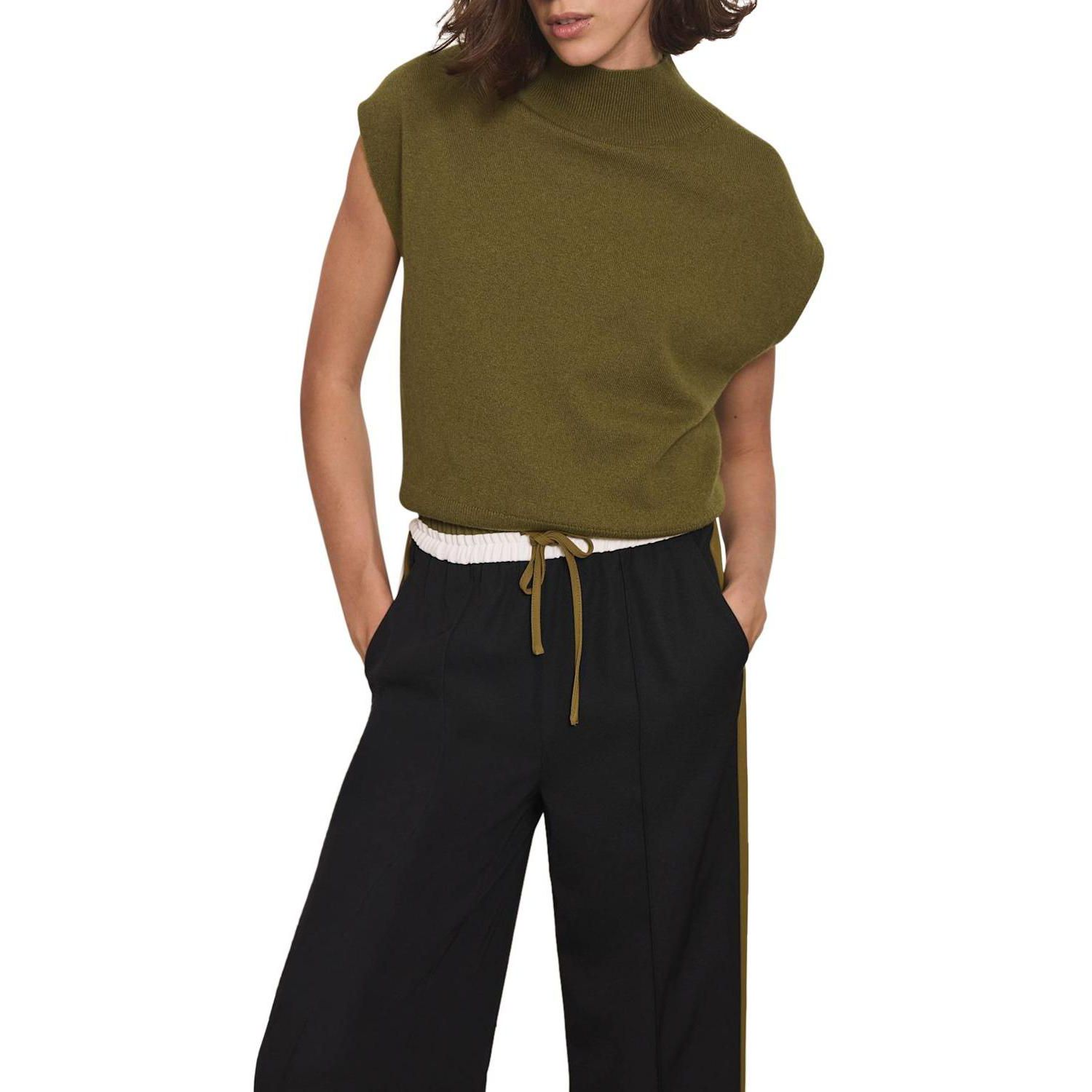 Women's Mock-Neck Wool-Blend Sleeveless Vest