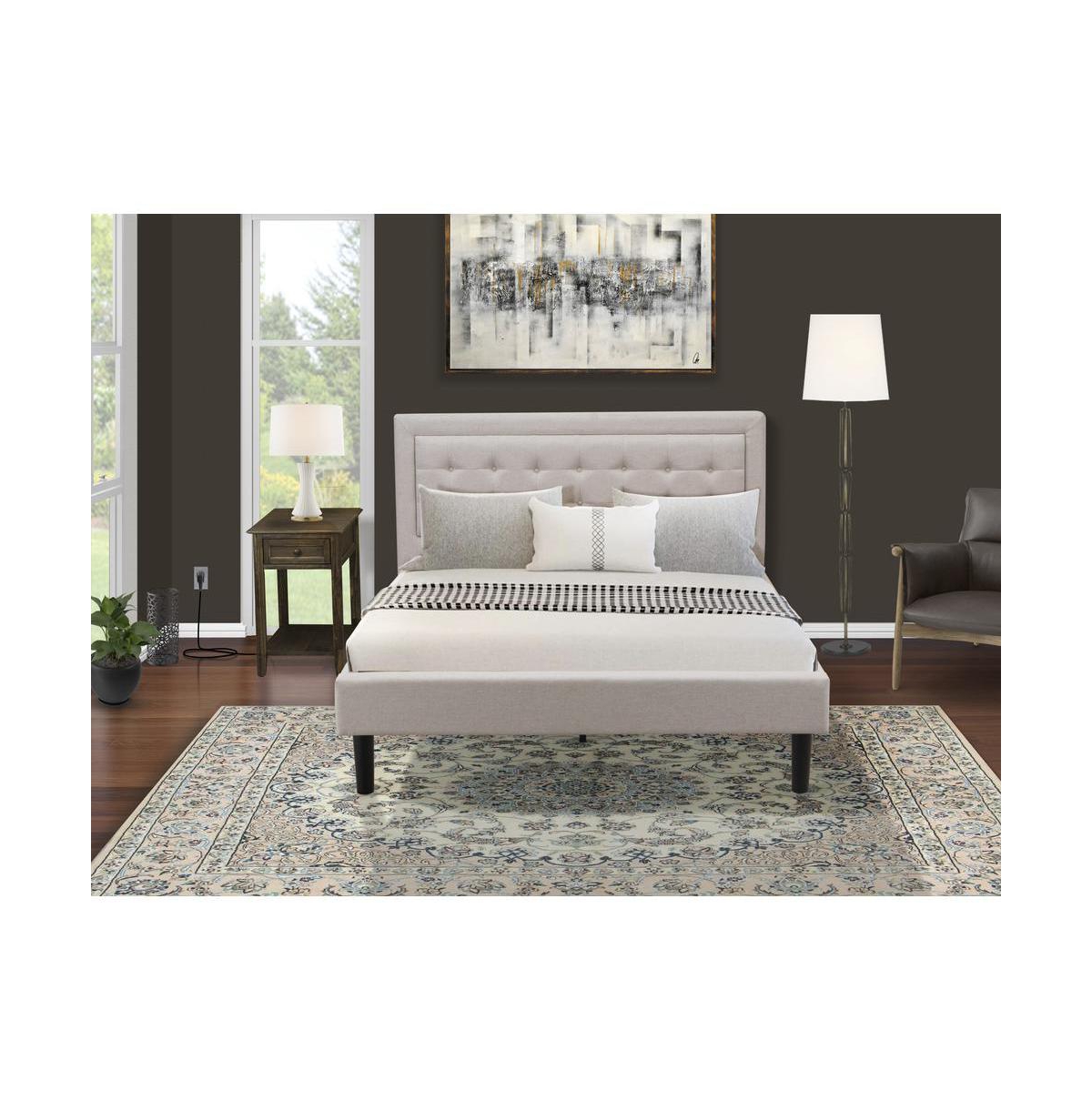 East West Furniture FN08Q-1DE07 2-Piece Platform Bedroom Furniture Set with 1 Modern Bed and a Mid Century Nightstand