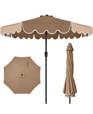 9ft Patio Market Umbrella with Scallop Trim, Fade-Resistant, Crank and Tilt, Wind Vent