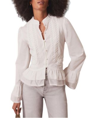 Women's Lace Long-Sleeve Stand Collar Blouse
