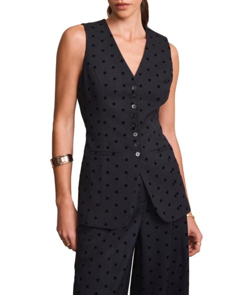 Женские куртки Mint Velvet Polka Dot Longline Waistcoat, цвет: Синий
