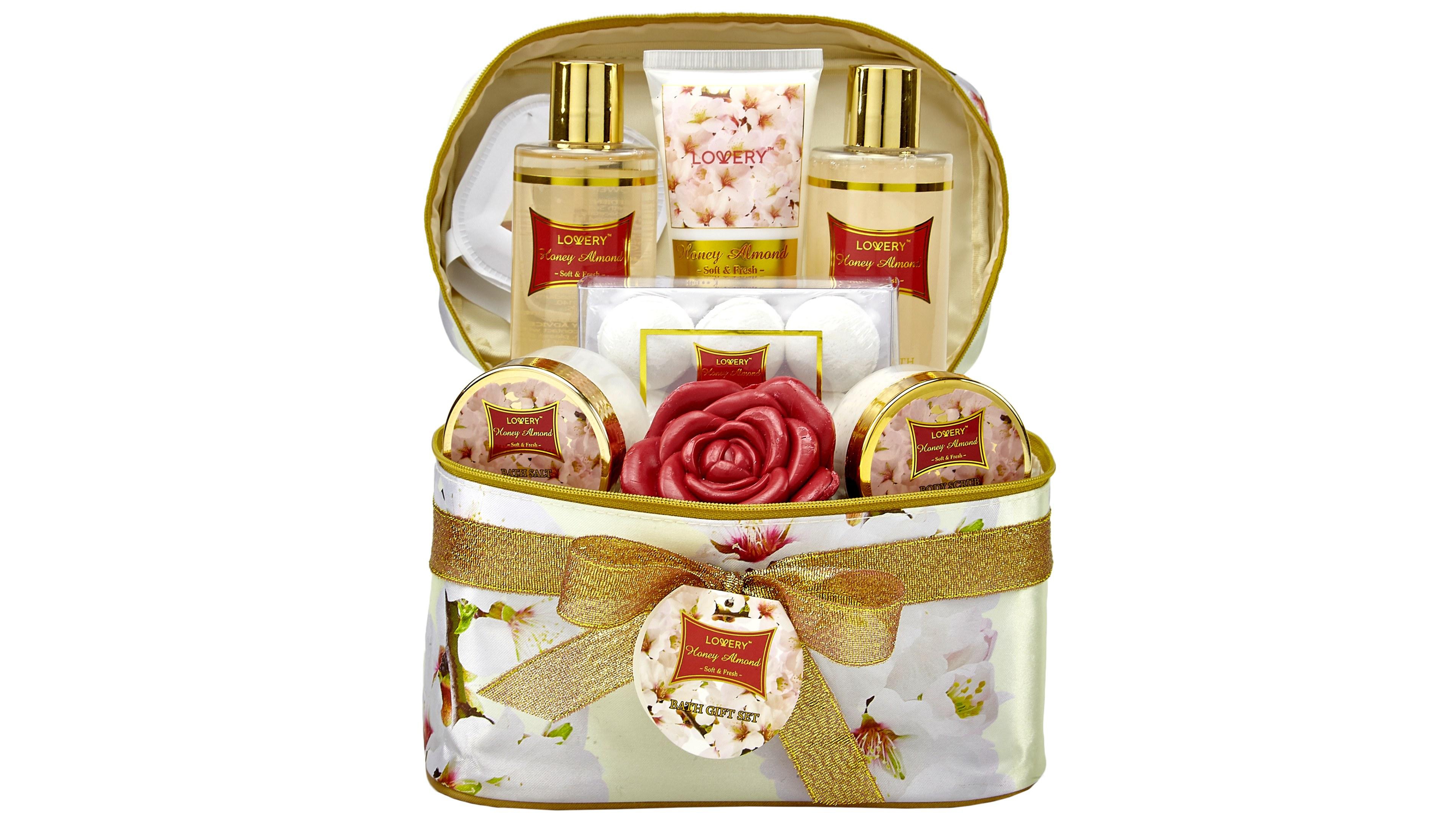 Lovery Honey Almond Bath Gift Spa Set, 14 Piece Body Care Gift Set