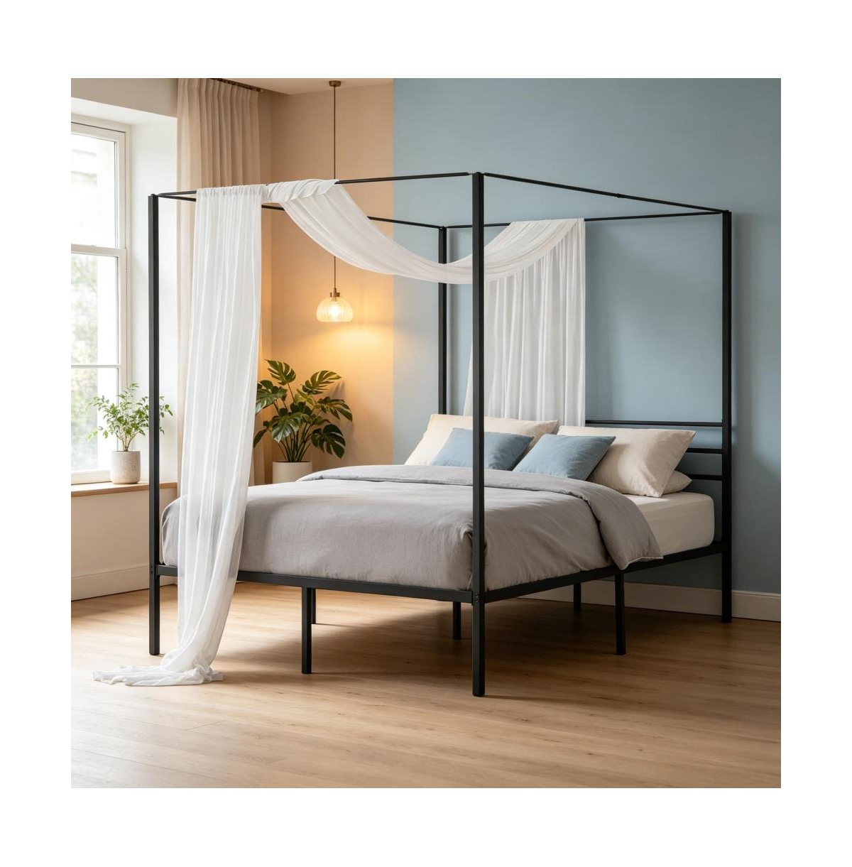 Slickblue Metal Canopy Bed Frame for Bedroom Decor