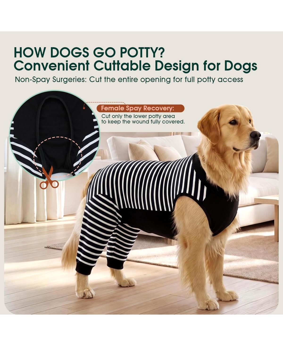 Soft Recovery Onesie Surgical Suit with Rear Leg Sleeves and Abdominal Coverage for Dogs