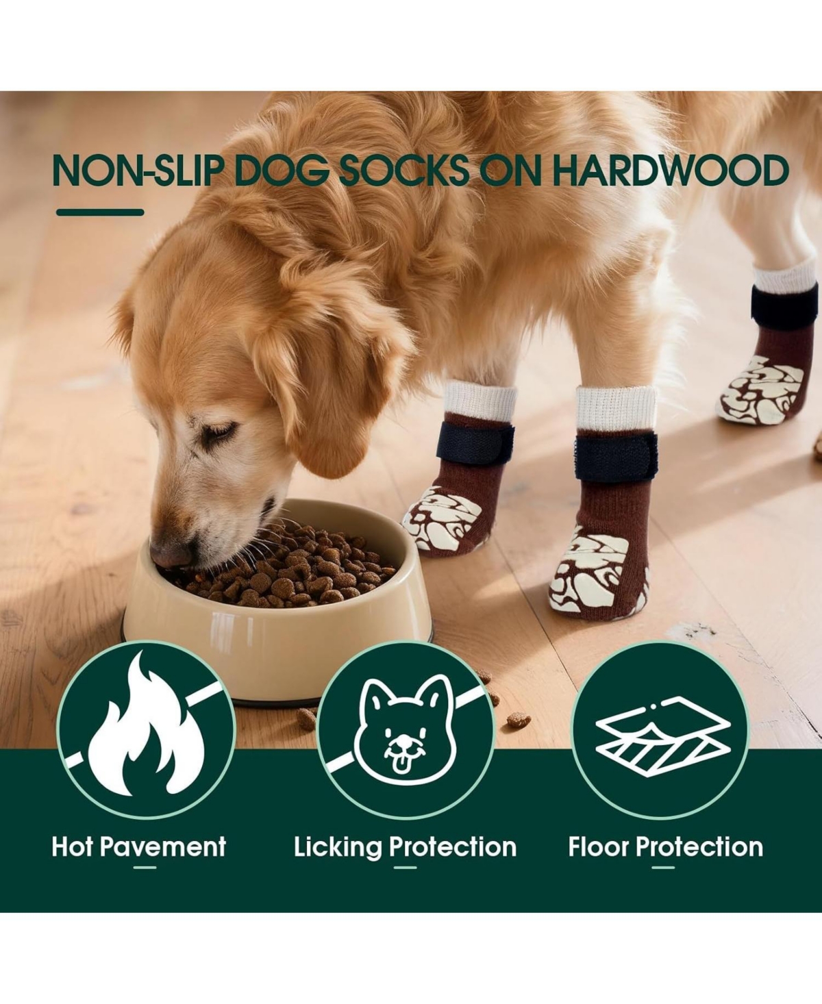 Non-Slip Breathable Recovery and Protective Dog Socks with Adjustable Straps, Set of 4