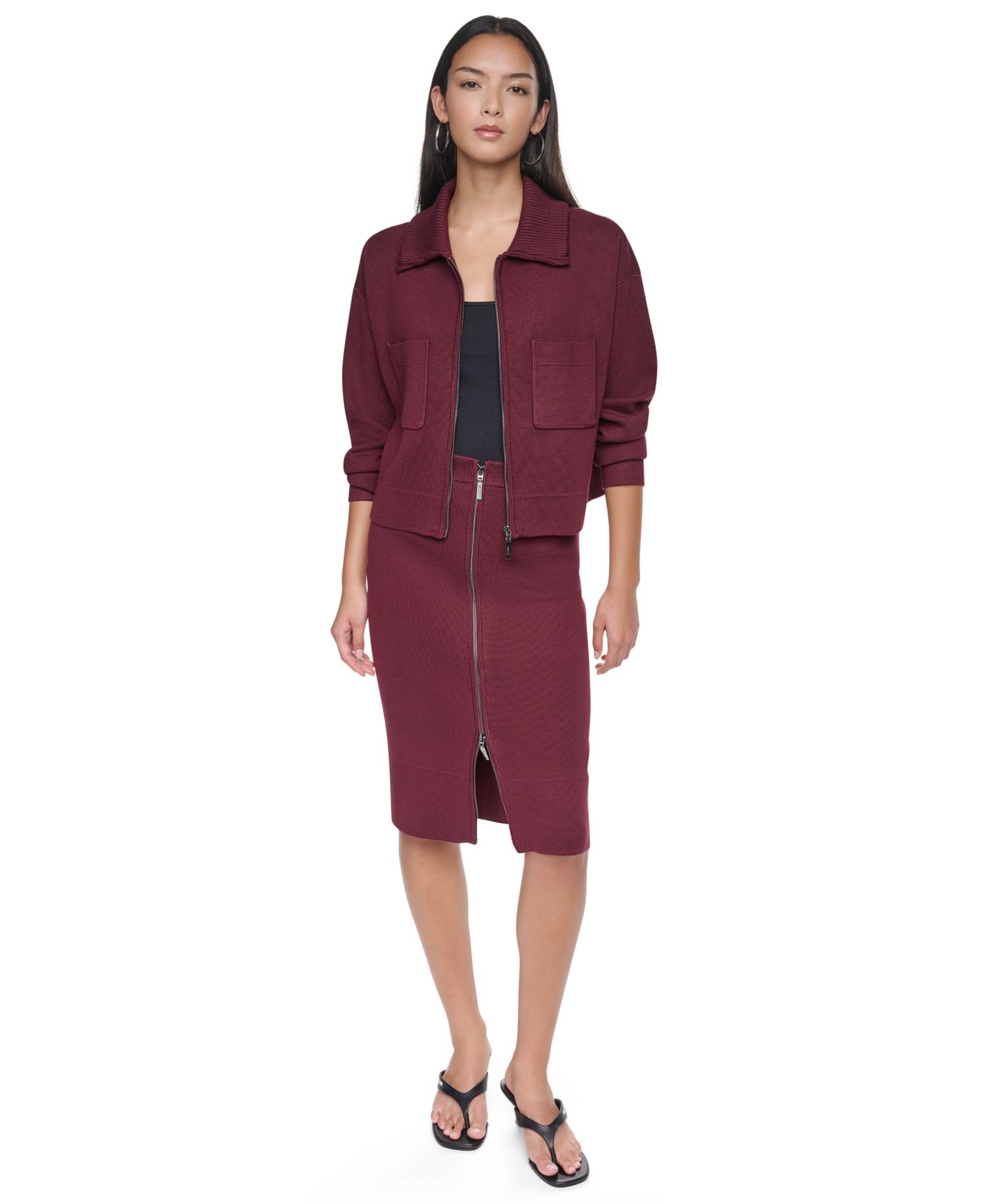 Women's Zip-Up Collared Sweater Jacket