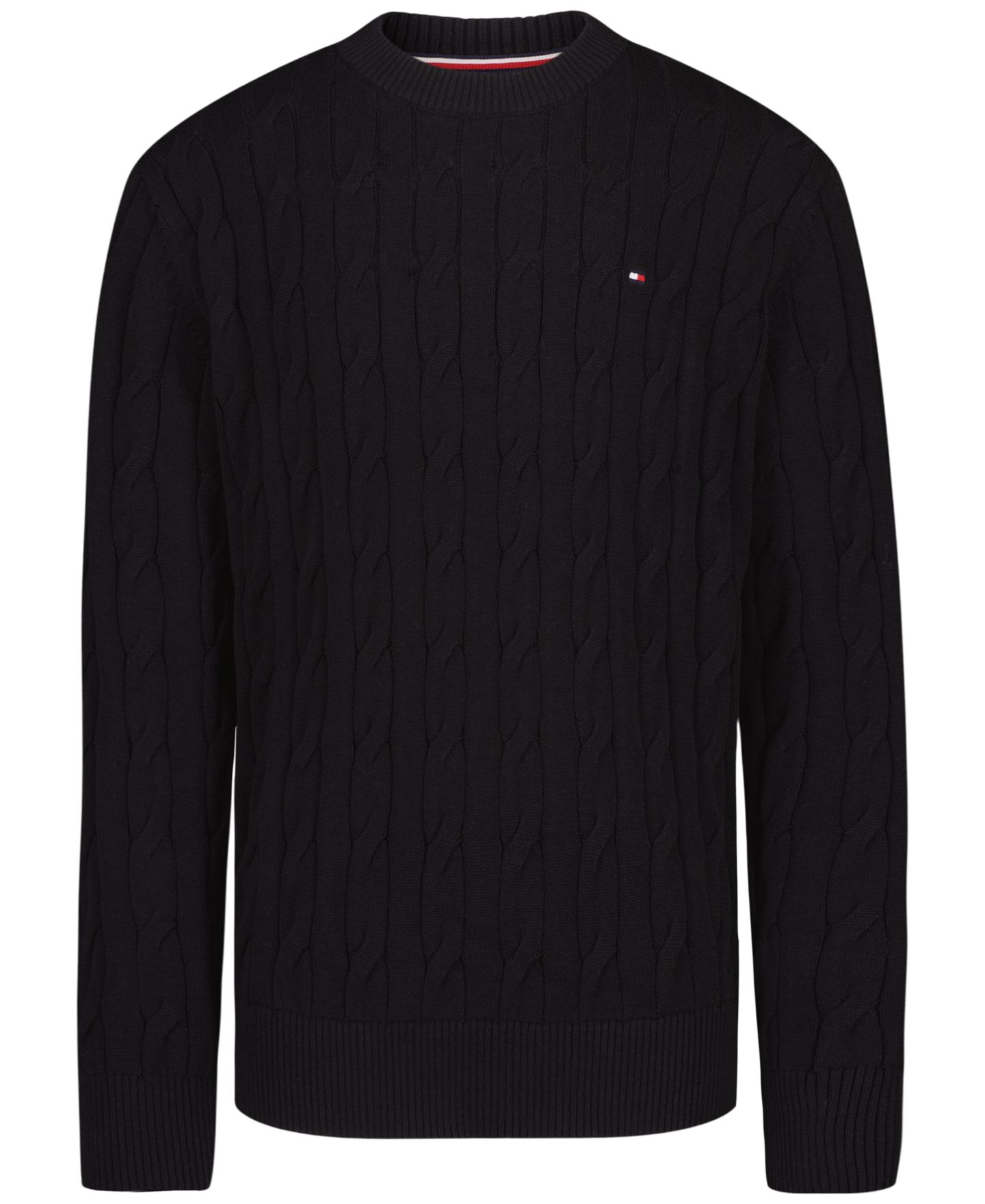 Свитер Tommy Hilfiger Cable-Knit Crewneck Sweater для мальчиков, цвет: Чёрный — фото 1