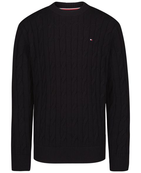 Свитер Tommy Hilfiger Cable-Knit Crewneck Sweater для мальчиков, цвет: Чёрный