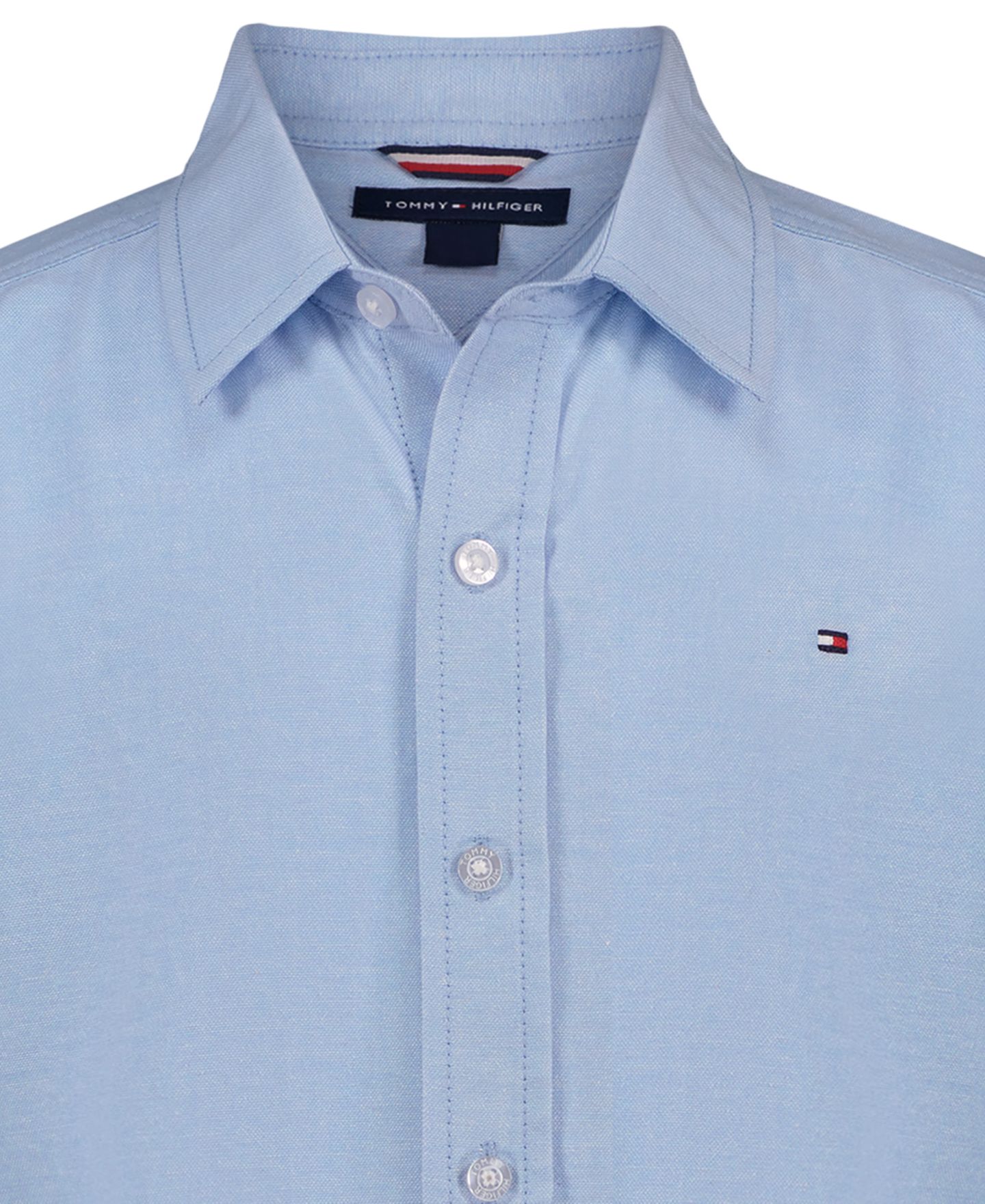 Рубашка Tommy Hilfiger Oxford Long-Sleeve Cotton Shirt для мальчиков, цвет: Синий — фото 4