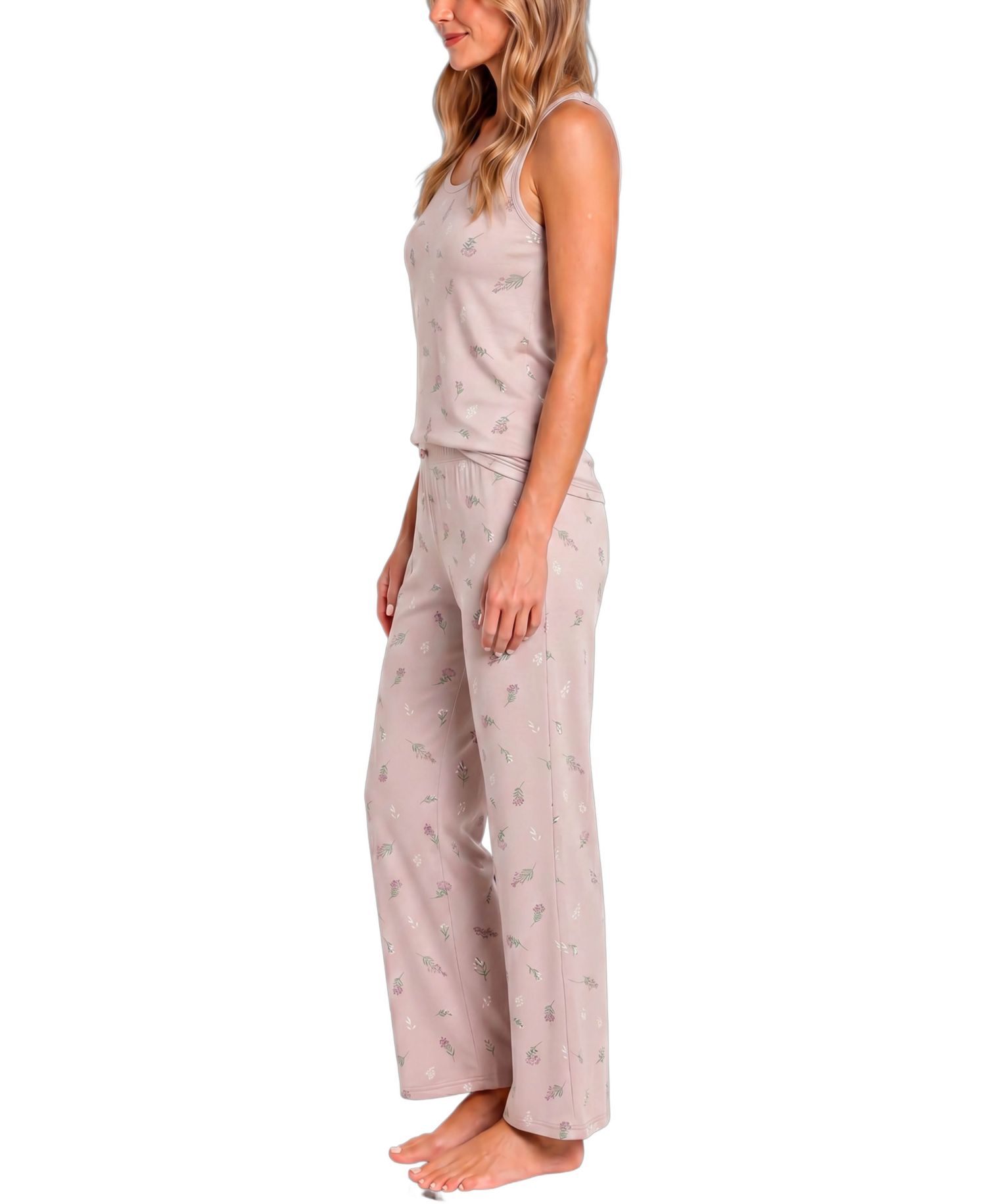 Women's Sleeveless Scoop-Neck Pointelle Tank and Pants, 2-Piece Set
