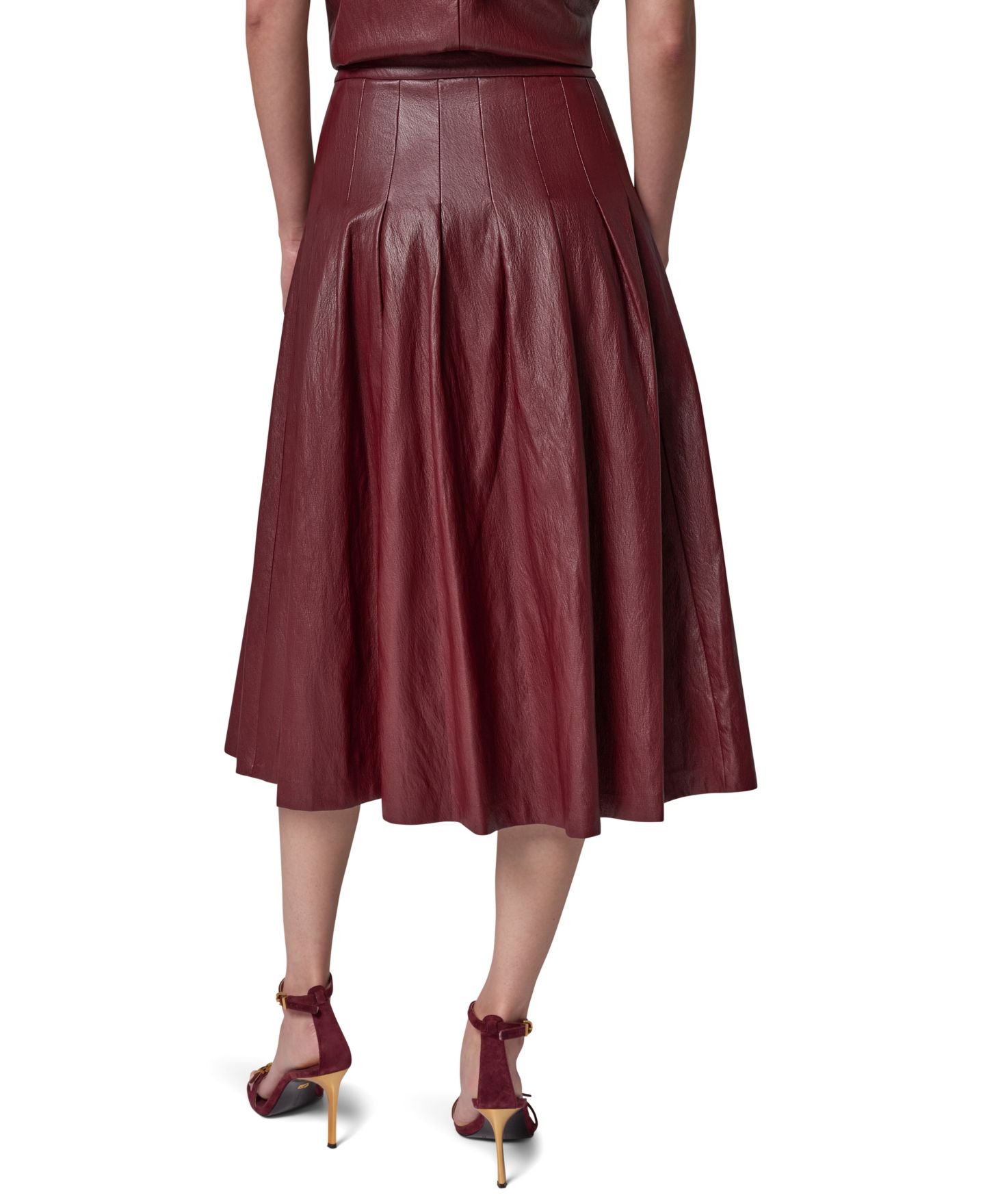 Женская юбка Donna Karan New York Pleated A-Line High-Waisted, цвет: Чёрный вишнёвый — фото 4