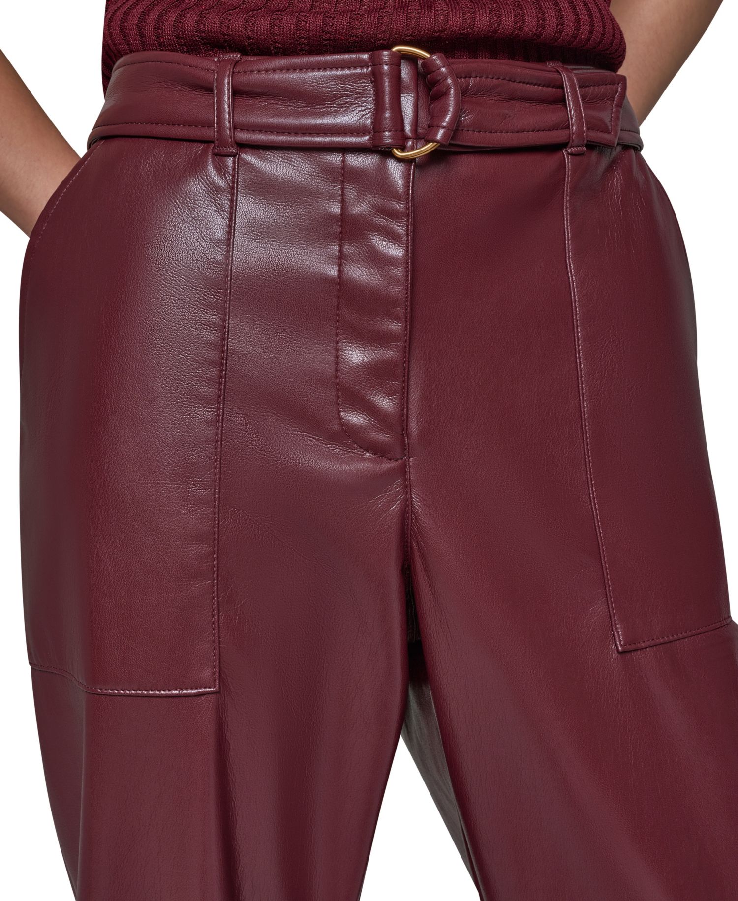 Women's Cargo High-Rise Tapered-Leg Polyurethane Pants