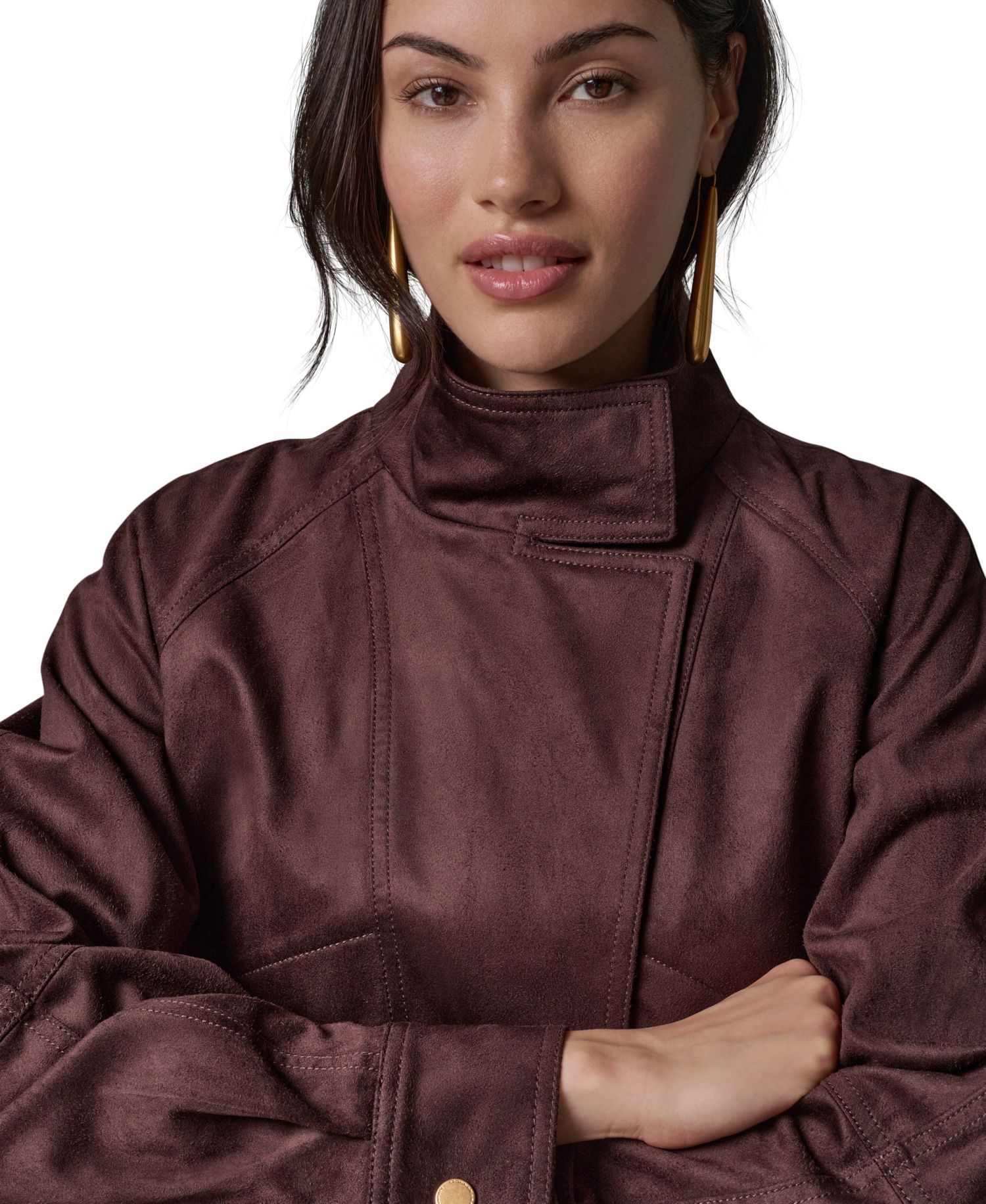 Women's Fitted Zip-Front Faux Suede Jacket