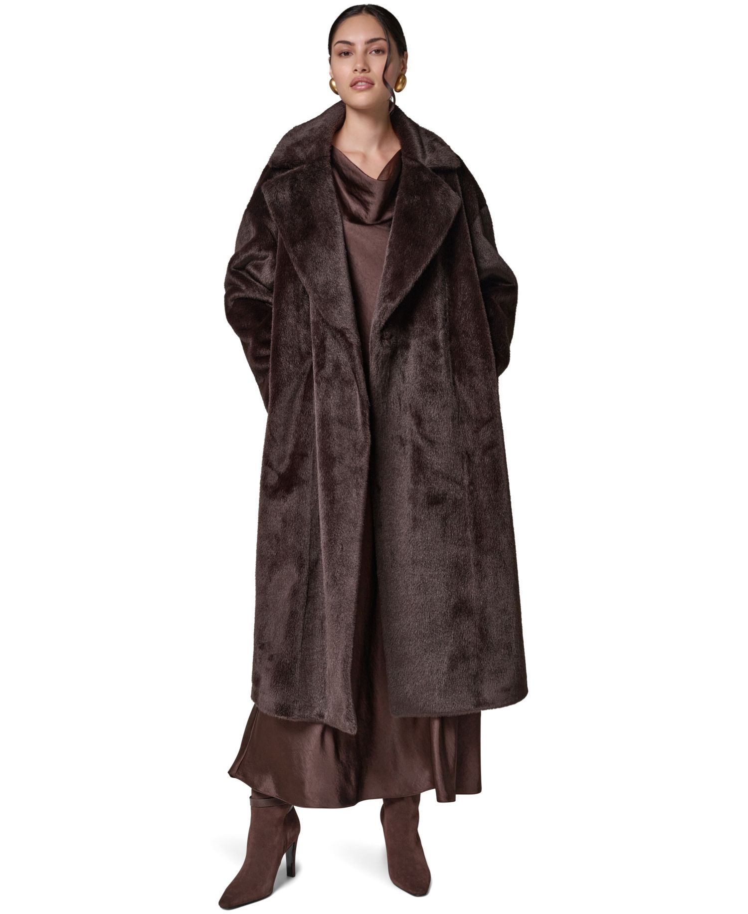 Women's Faux Fur Belted Coat