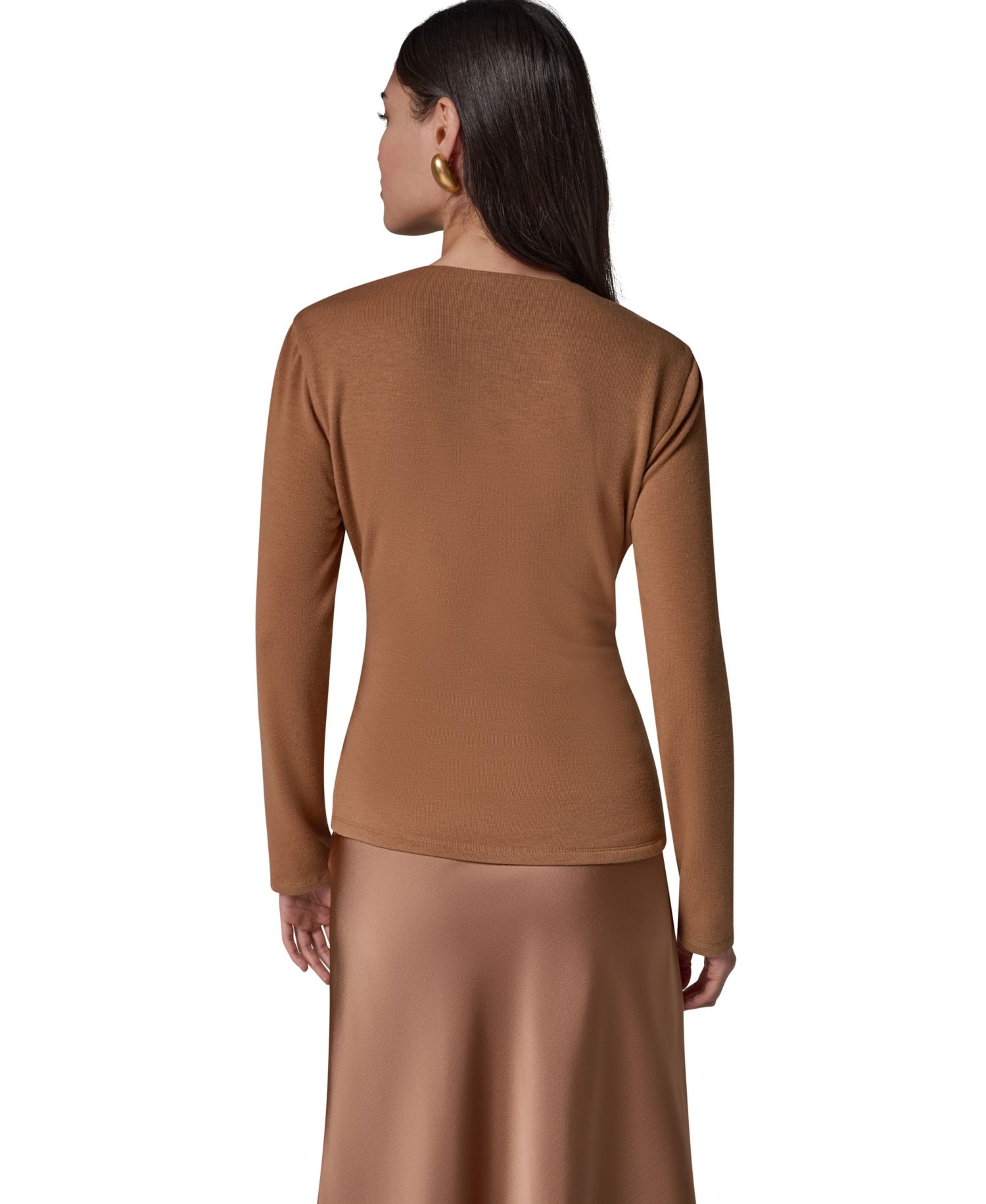 Women's Satin Long-Sleeve Wrap Top