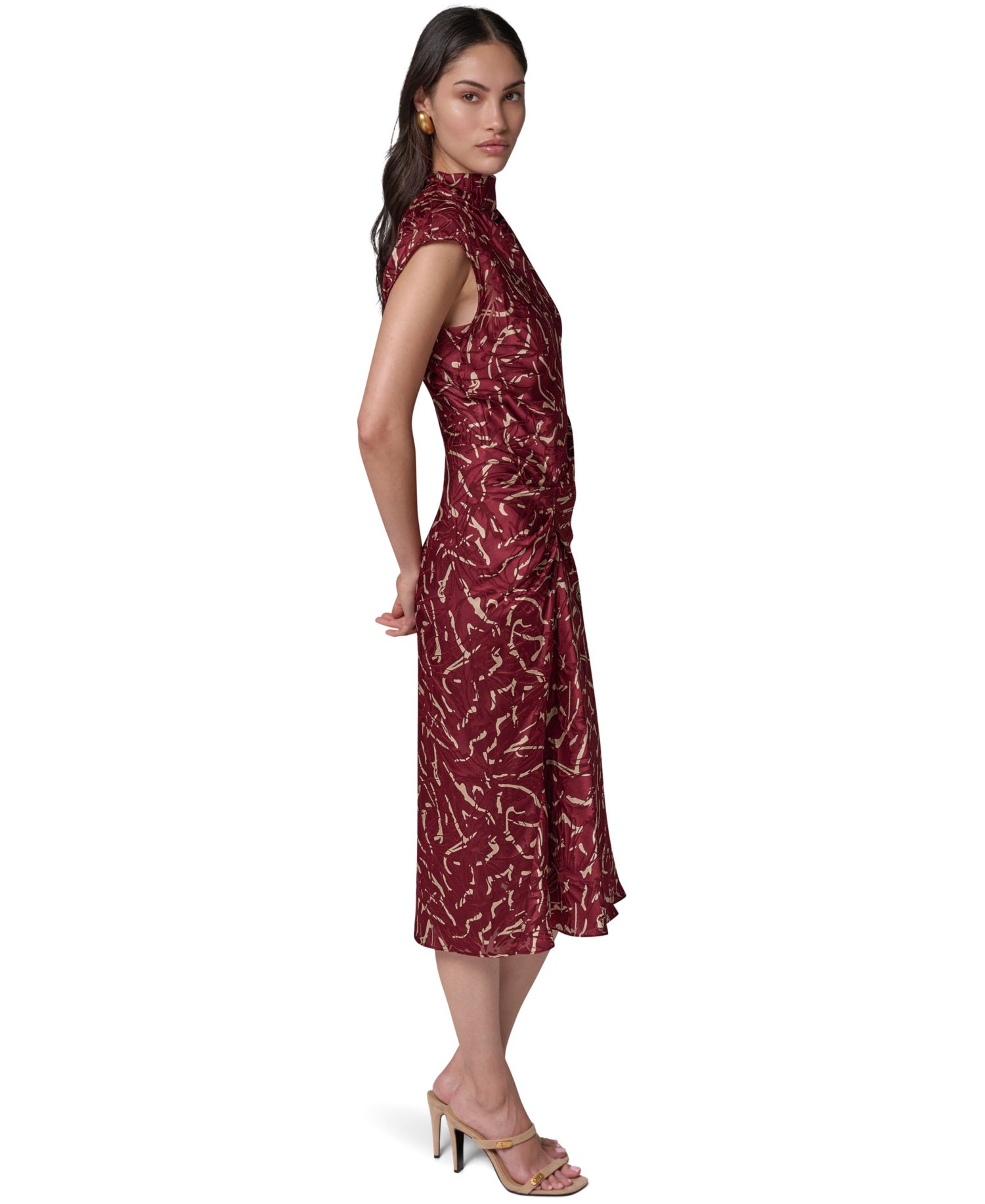 Women's Cowl Neck Burnout Midi Dress