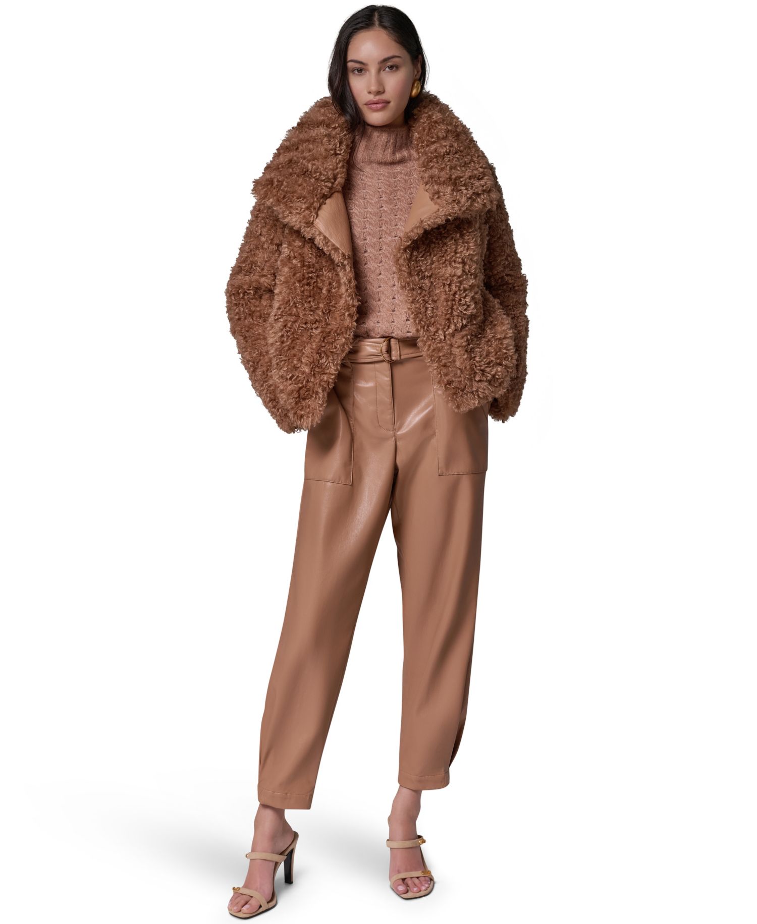 Women's Faux Fur Mock Neck Jacket