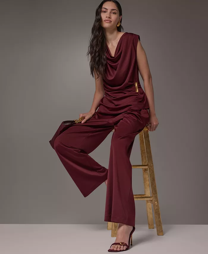 Women's Cowl Neck Draped Sleeveless Blouse - thumbnail 9