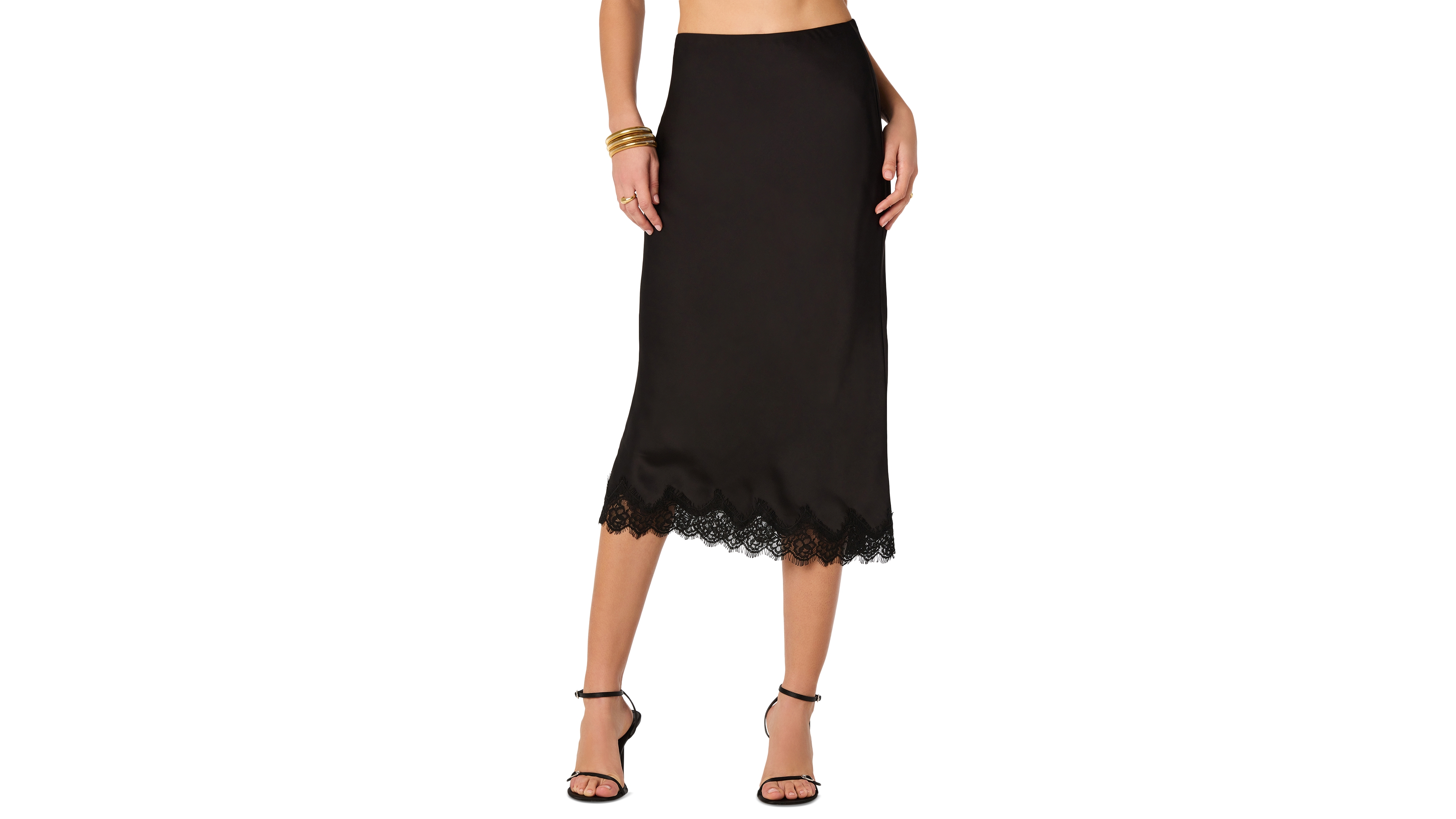 Astr the Label Women's Blossom Satin Lace Midi Skirt