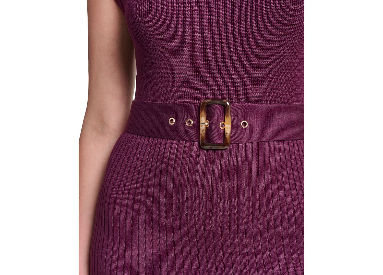 Petite Belted Midi Ribbed Dress