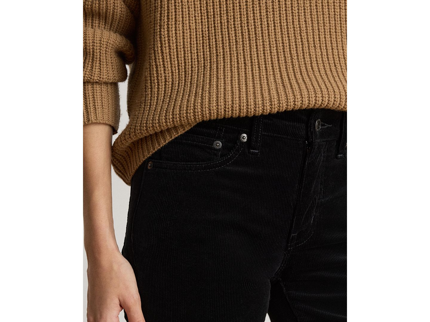 Женские брюки Lauren Ralph Lauren Mid-Rise Slim-Straight Corduroy, цвет: Чёрный — фото 2