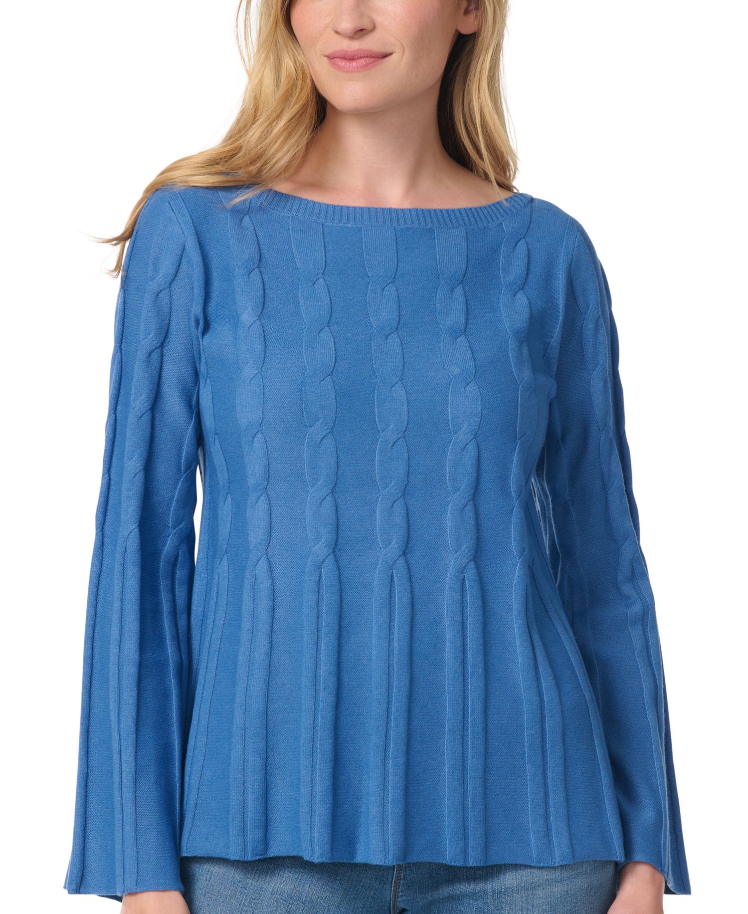 Women's Maren Cable-Knit Boat Neck Bell Sleeve Sweater
