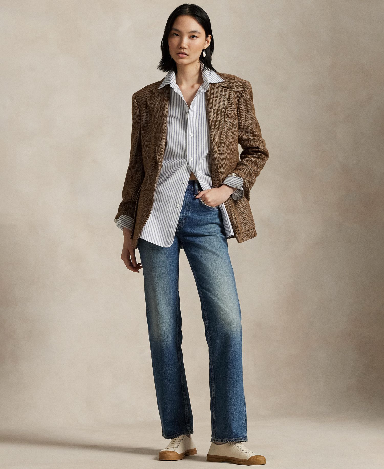 Women's Stretch Slim Fit Striped Oxford Shirt
