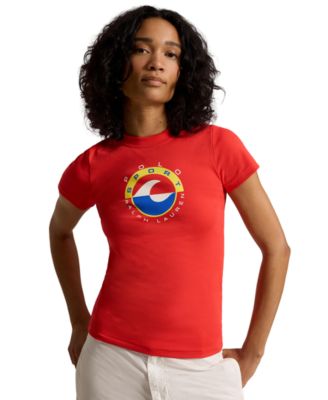 Women's Wave Crewneck Logo Rib Knit T-Shirt