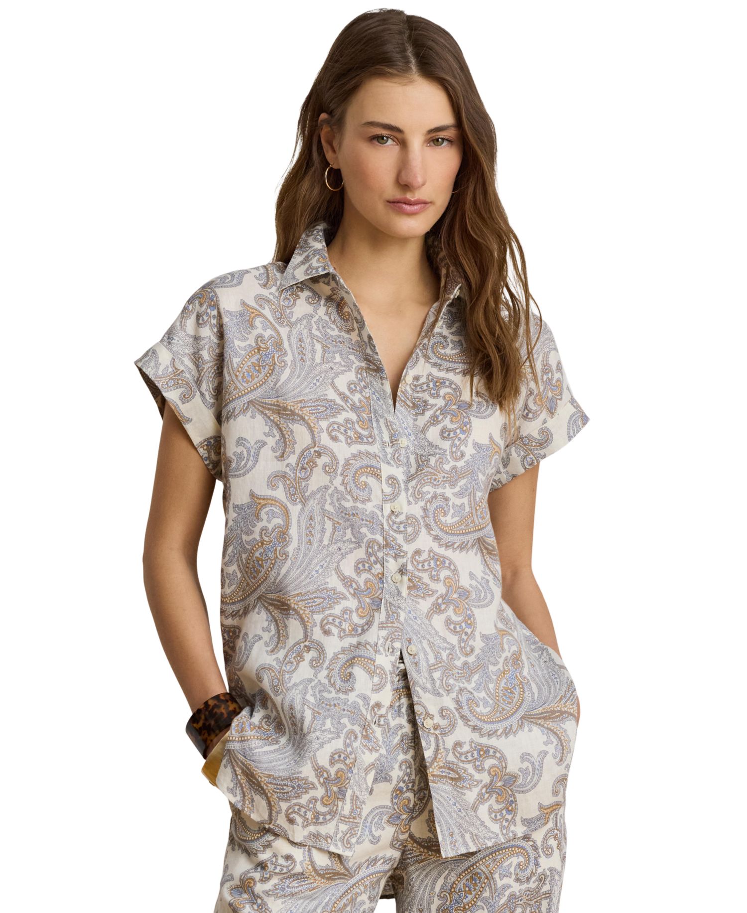 Petite Paisley Short-Sleeve Shirt