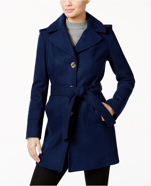 Michael Kors Petite Wool-Blend Hooded Walker Coat & Reviews - Coats - Petites - Macy&#39;s