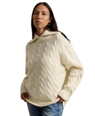 Women's Cable-Knit Shawl-Collar Oversized Sweater