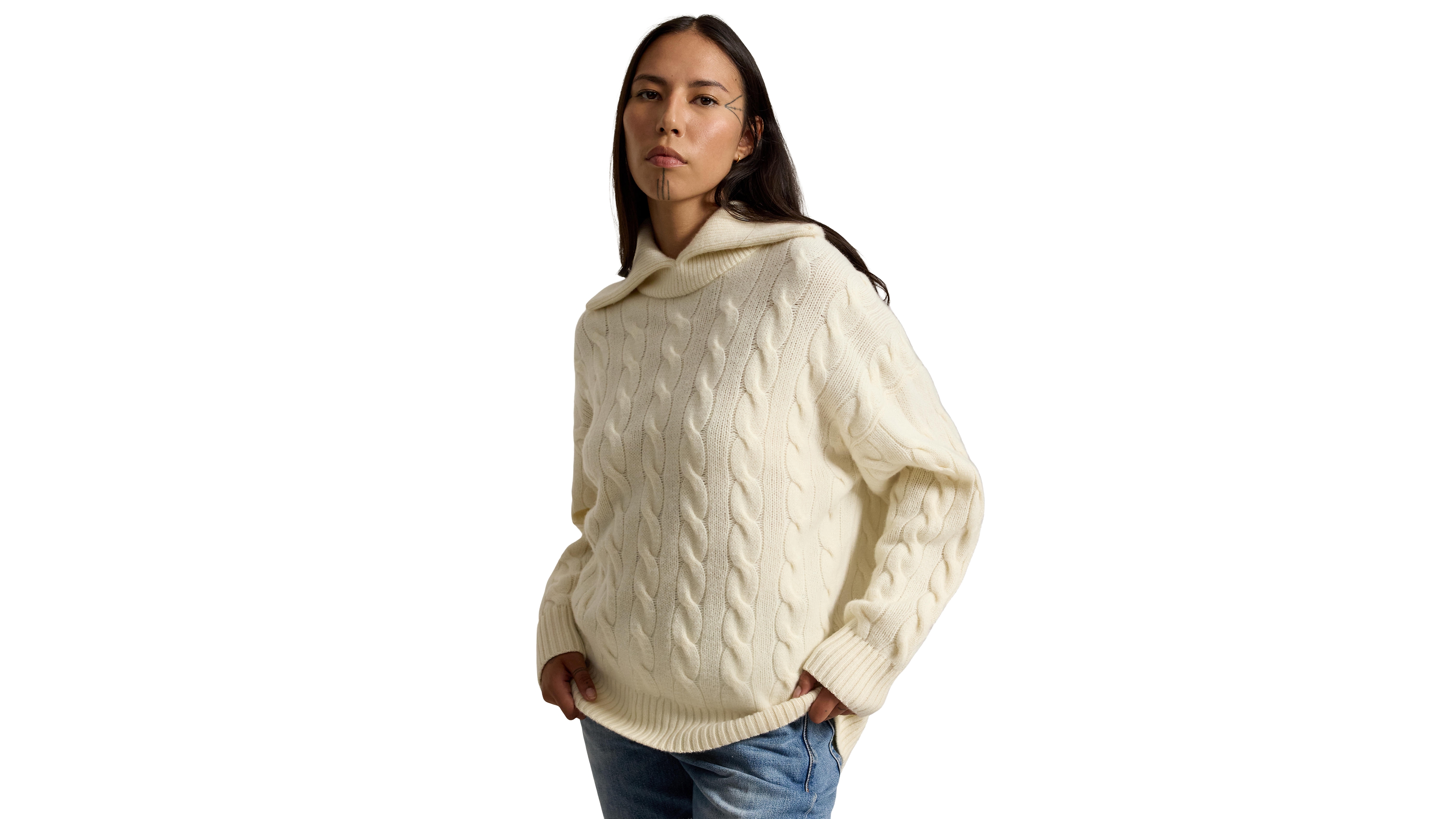 Polo Ralph Lauren Women's Cable-Knit Shawl-Collar Oversized Sweater