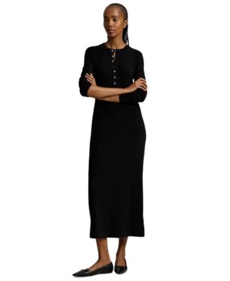 Women's Henley Rib-Knit Midi Dress