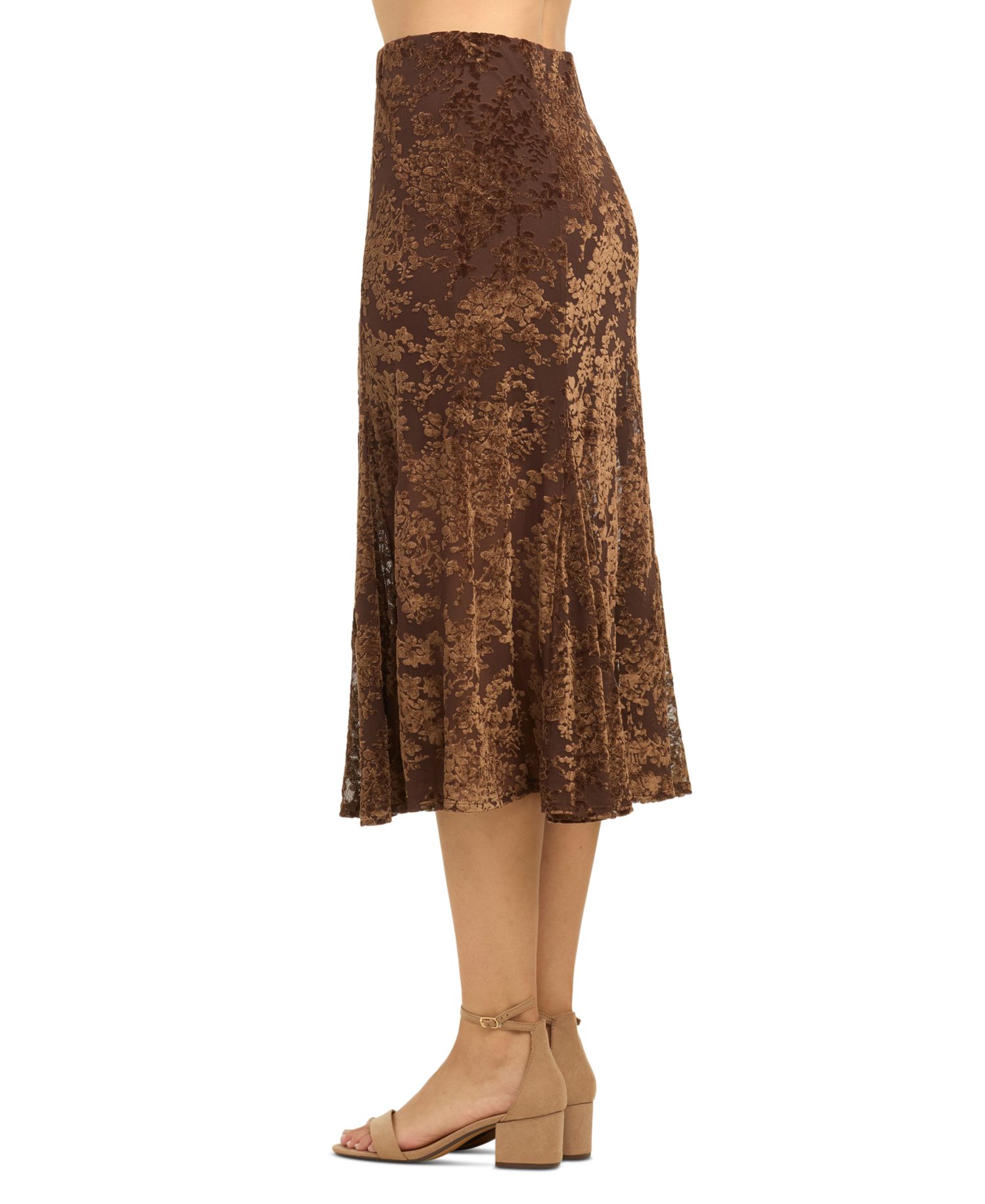 Juniors' High-Waisted A-Line Midi Skirt