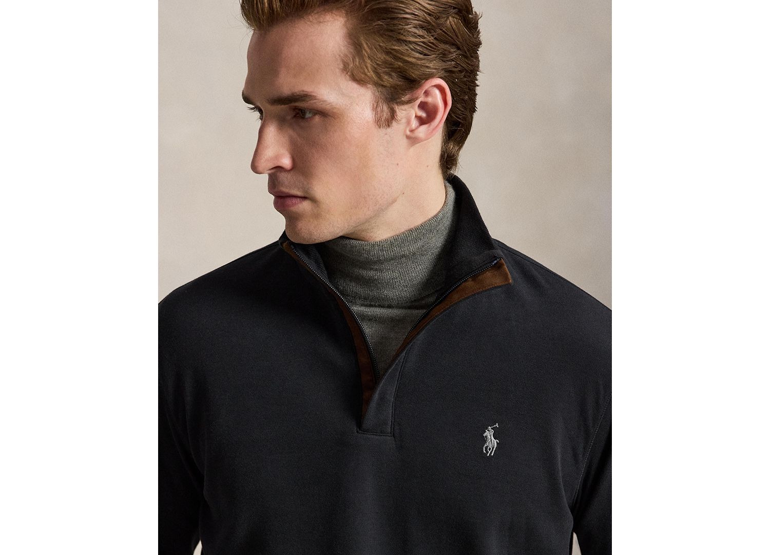 Men's Luxury Jersey Quarter-Zip Pullover Sweater