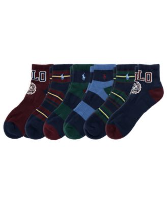 Men's Crest Ribbed Striped Arch-Support Quarter Socks, 6-Pack