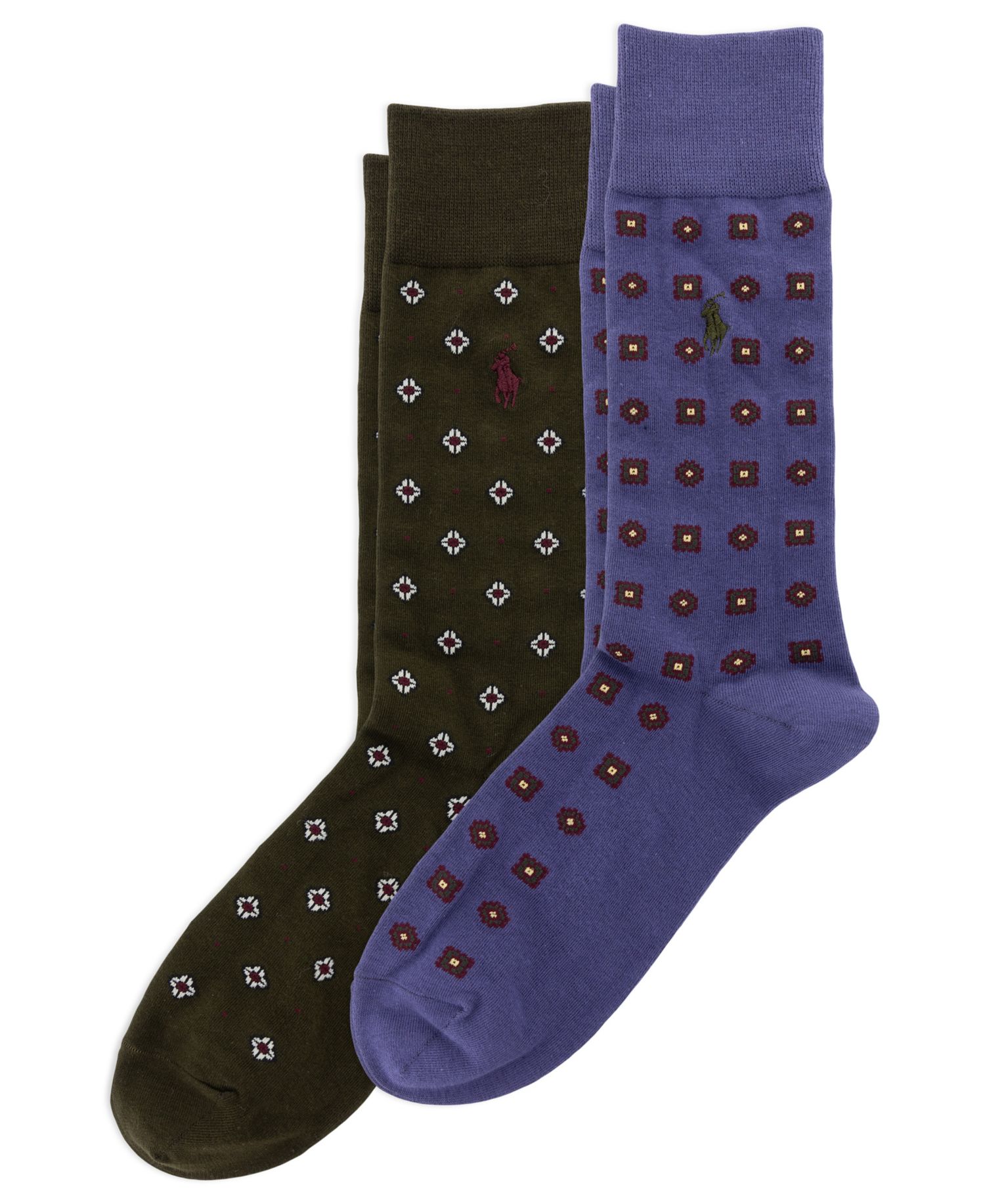 Men's Foulard Slack Ribbed-Cuff Crew Socks, 2-Pack