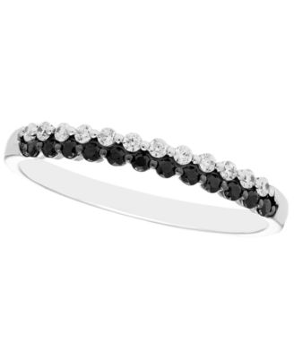 White & Black Diamond Band Ring (1/4 ct. t.w.) in 14k White Gold