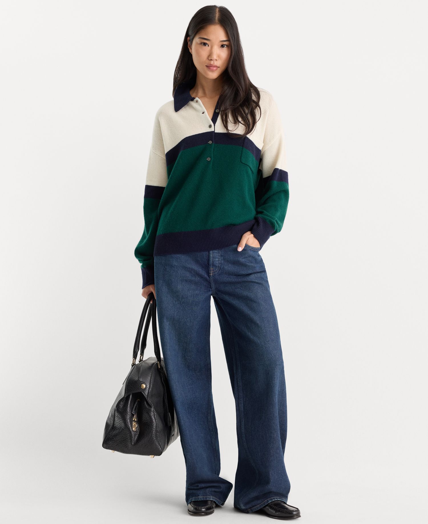 Women's Oversized Rugby Collared Sweater