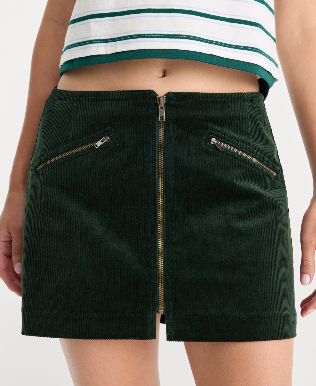 Good American Women's Corduroy A-Line Mini Skirt with Zipper Pockets