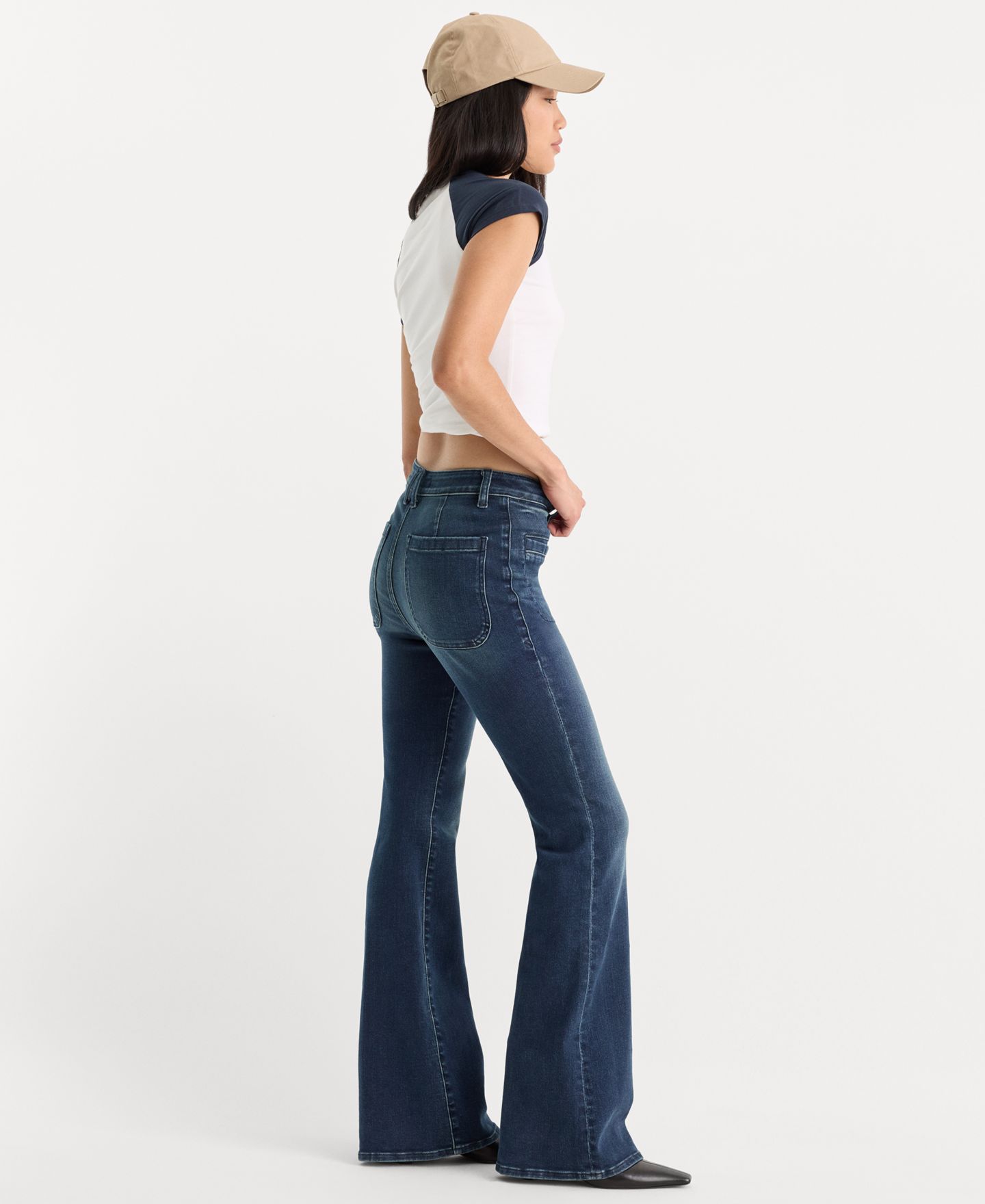 Женские джинсы Good American Good Legs Mid-Rise Flare Stretch-Denim, цвет: Lyrical — фото 3