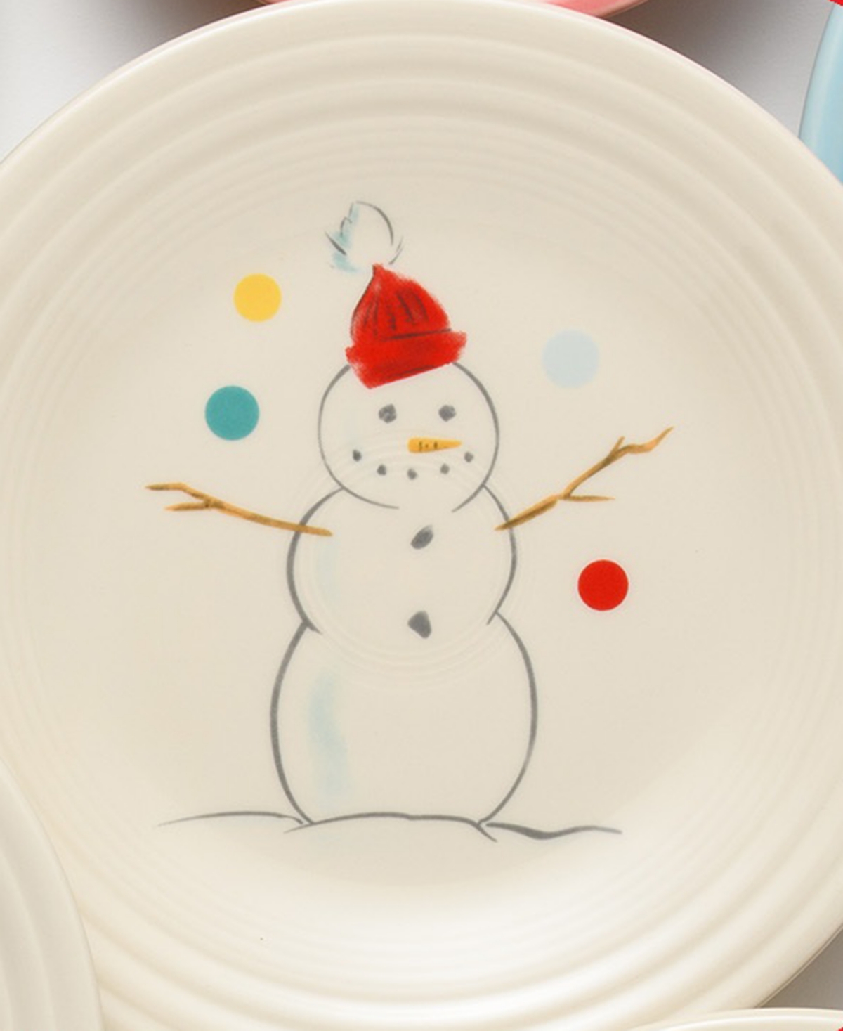 Fiesta Jolly Christmas Snowman Classic Rim Luncheon Plate