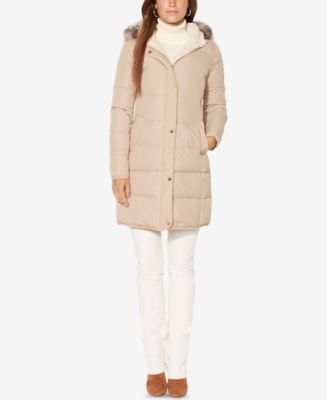 Lauren Ralph Lauren Petite Faux-Fur-Trim Hooded Down Coat - Coats ...
