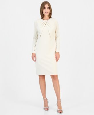 Women's Embellished Twist Neck Scuba Crepe Dress