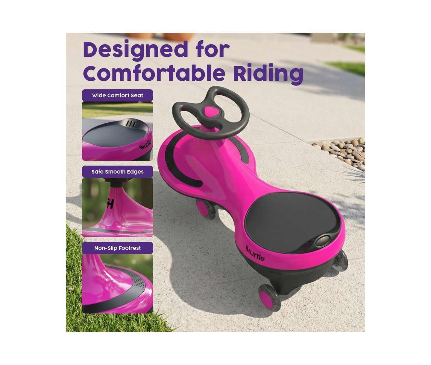 Детская игрушка Hurtle Swing Car 360-Degree Steering Ride-On Toy, Ages 2+, цвет: Розовый — фото 5