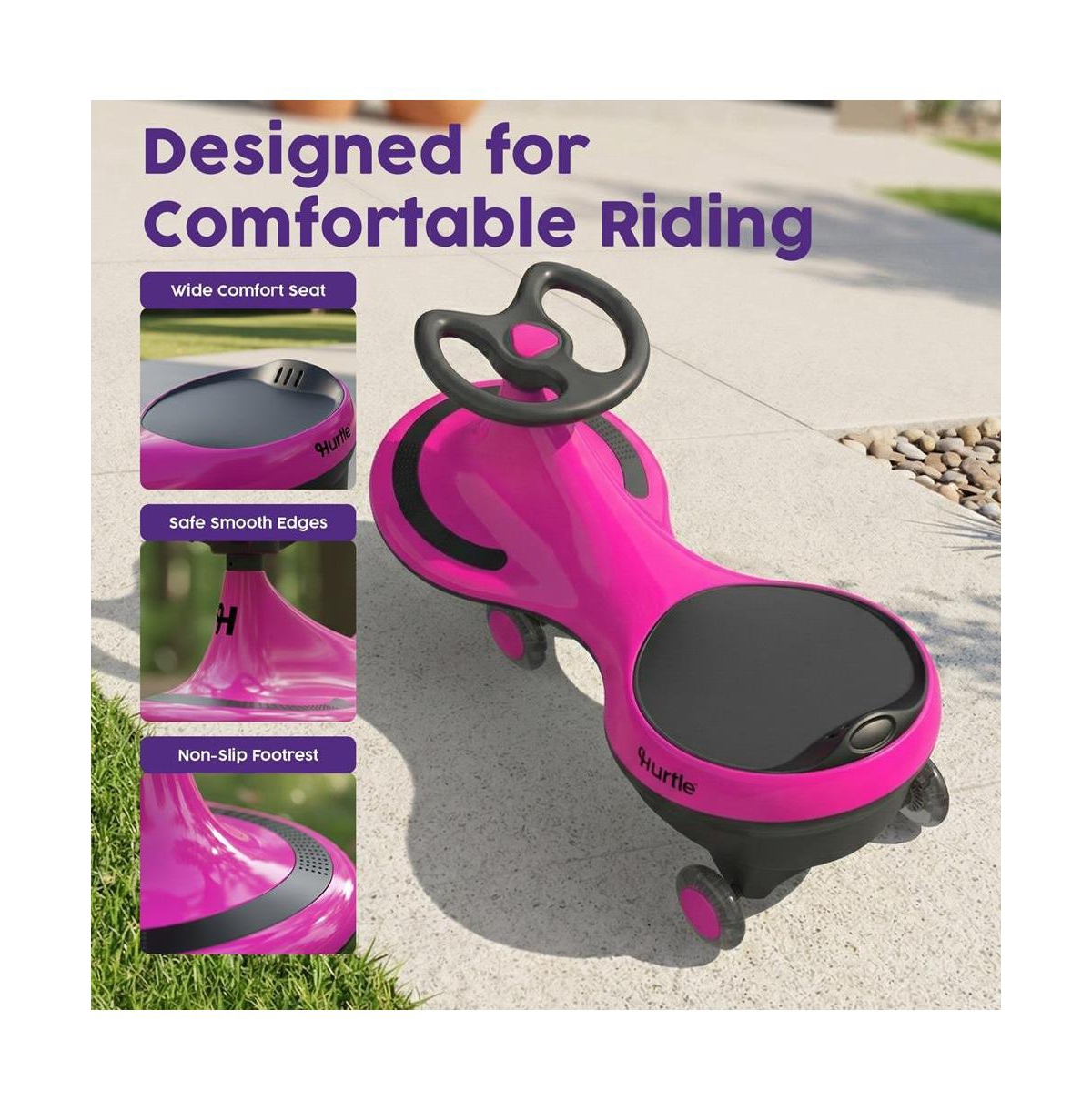 Hurtle Swing Car 360-Degree Steering Ride-On Toy, Ages 2+